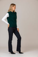 NEW Dark Green Scottish-Made Geelong Wool Tank Top | Sarah Thomson Knitwear