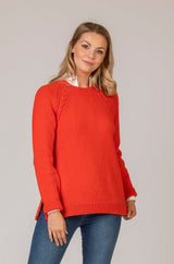 Round Neck Sweater in Lifebuoy Red | Fisherman Out of Ireland at Sarah Thomson