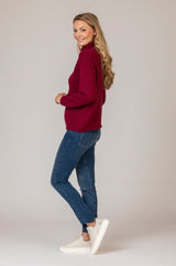 Berry Merino Sweater | Fisherman Out of Ireland at Sarah Thomson | Side profile