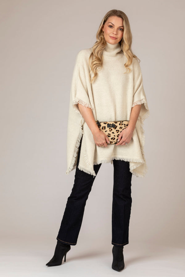 Cream Cashmere Poncho | Esthēme Cachemire