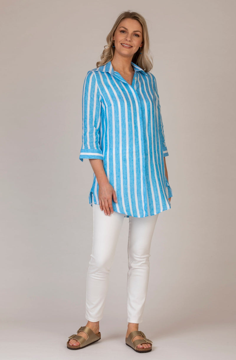 The White Stripe Blue Shirt | Sartoria Saracena