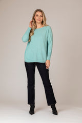 Mint Layered Round Neck Cashmere Jumper | Esthēme Cachemire