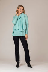 Mint Layered Round Neck Cashmere Jumper | Esthēme Cachemire