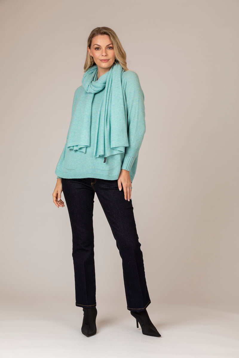 Mint Layered Round Neck Cashmere Jumper | Esthēme Cachemire