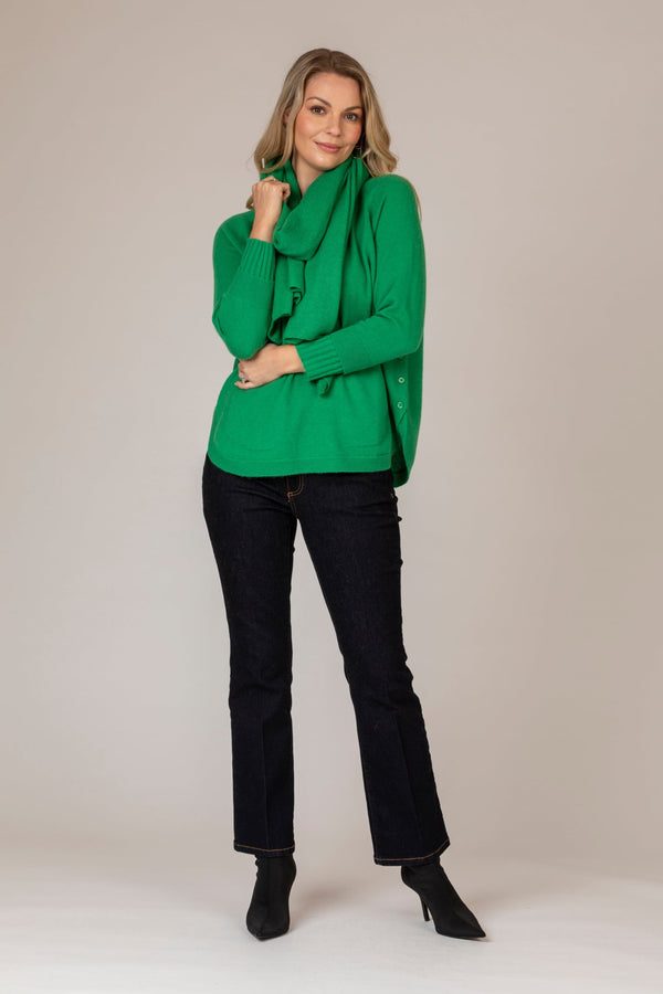 Green Layered Round Neck Cashmere Jumper | Esthēme Cachemire