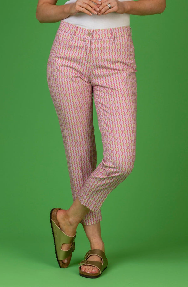 Mara S Pink Patternd Trousers | Brax