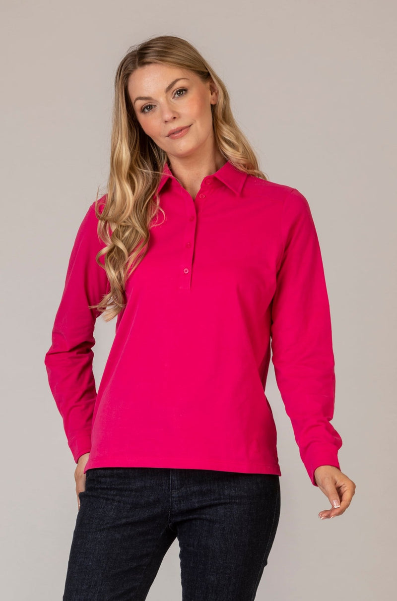 Cloe Long Sleeve Orchid Pink Polo Shirt | Brax at Sarah Thomson | New Ladies fashion
