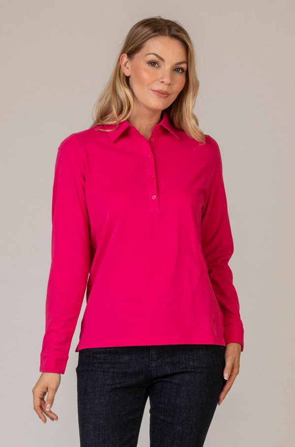 Cloe Long Sleeve Orchid Pink Polo Shirt | Brax at Sarah Thomson