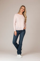 Baby Pink Round Neck Cashmere Jumper | Esthēme Cachemire