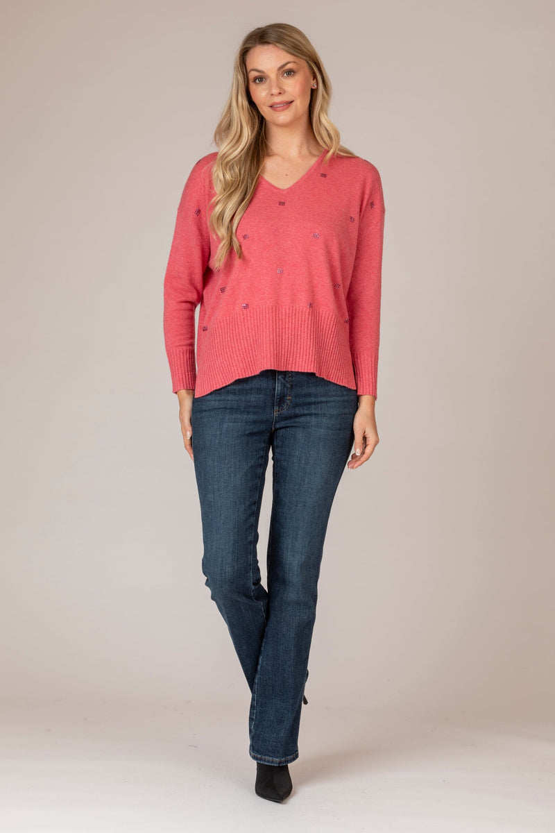 Pink Block Sparkle Cashmere Jumper | Esthēme Cachemire