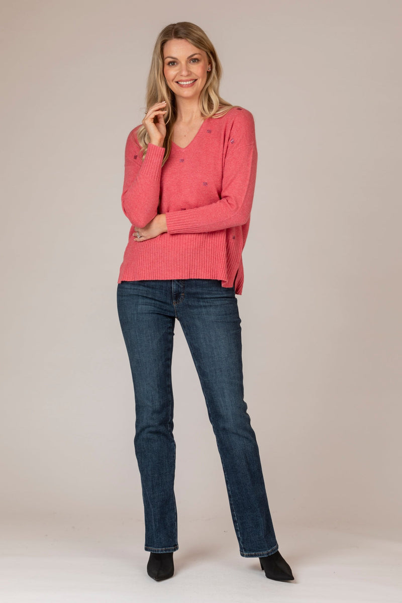 Pink Block Sparkle Cashmere Jumper | Esthēme Cachemire