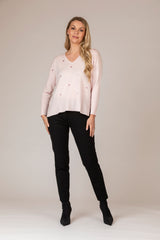 Baby Pink Block Sparkle Cashmere Jumper | Esthēme Cachemire