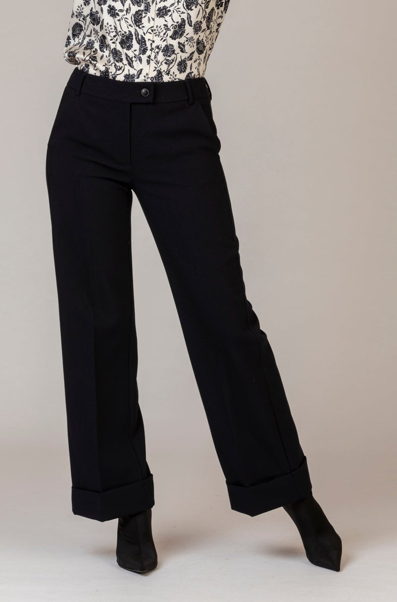 Bologna Navy Turn Up Trousers | Emme