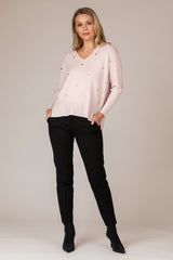 Baby Pink Block Sparkle Cashmere Jumper | Esthēme Cachemire