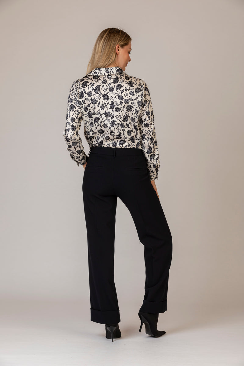 Bologna Navy Turn Up Trousers | Emme