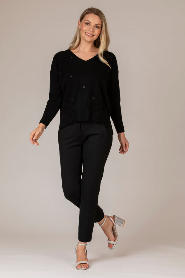 Black Block Sparkle Cashmere Jumper | Esthēme Cachemire