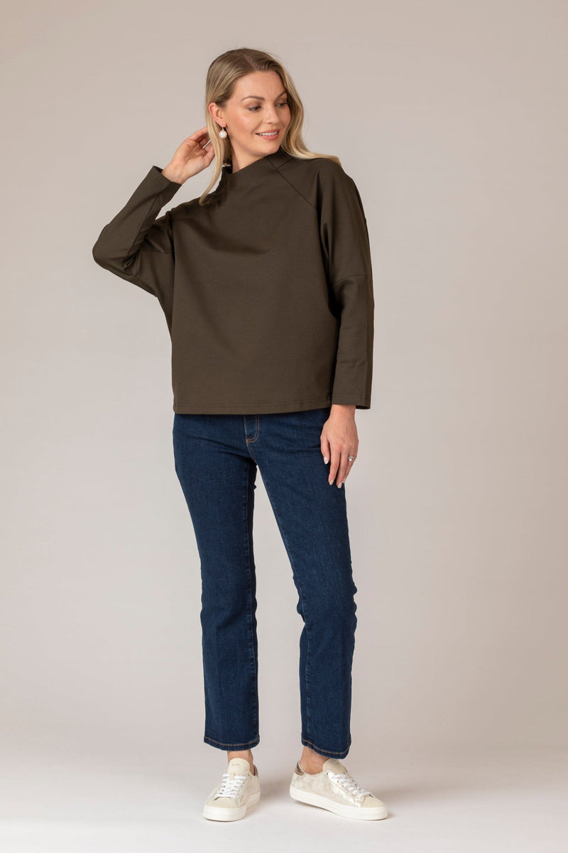 Ponte Boxy Top in Khaki | Sahara