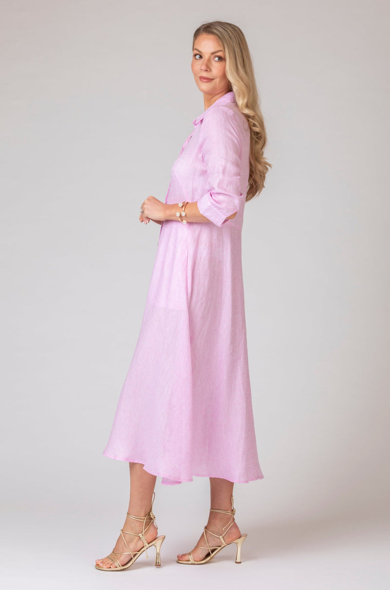 The Pink Mamma Midi Linen Dress | Sartoria Saracena