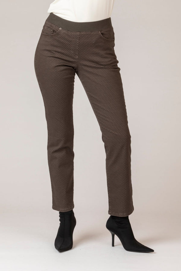 Pamina Brown Pattern Pull-On Trousers | Brax