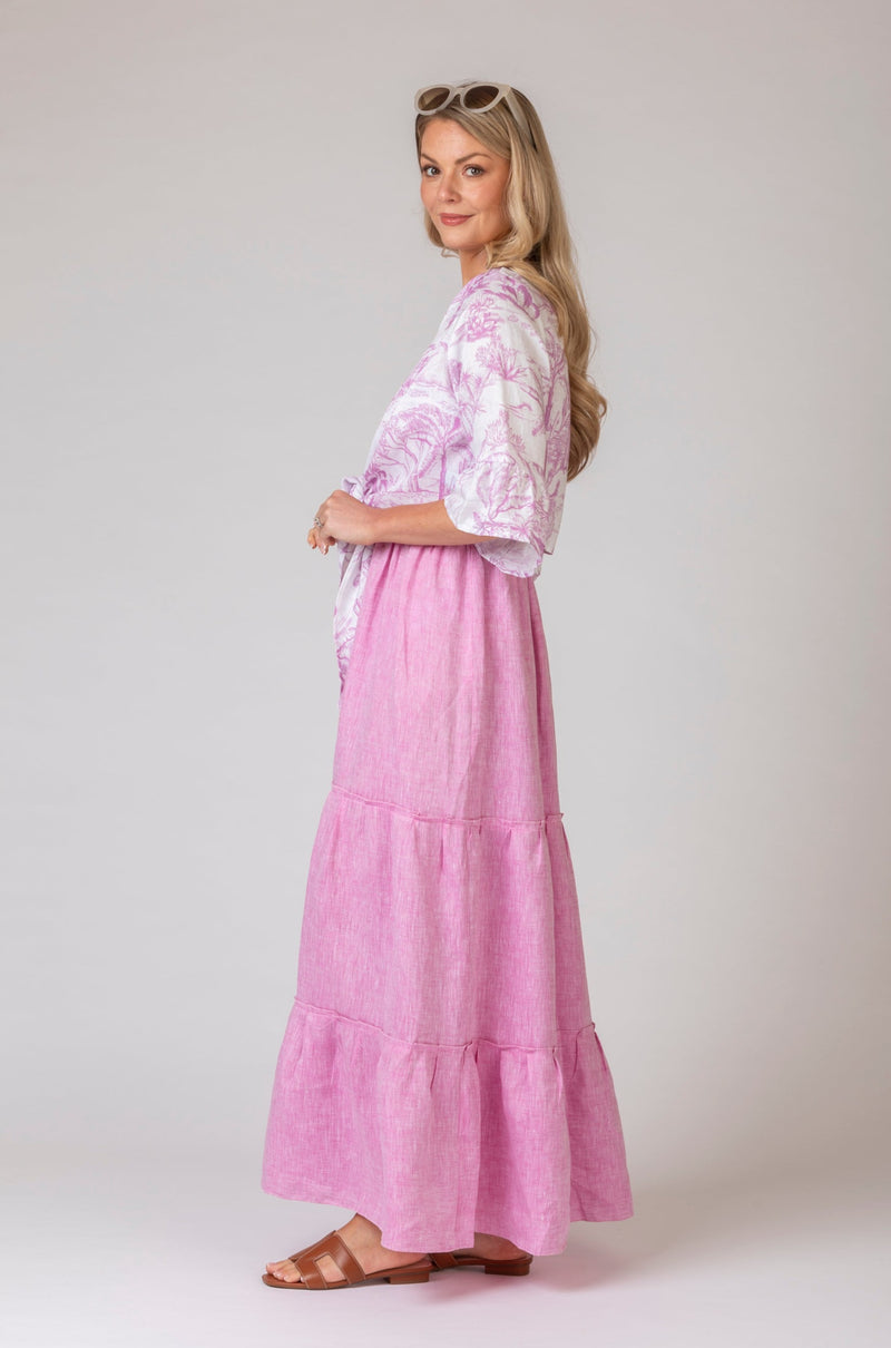 The Pink Toile de Jouy Linen Wrap | Sartoria Saracena