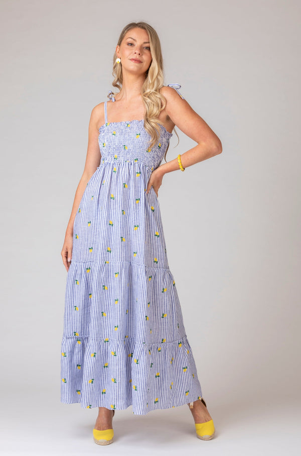 The Gilly Lemon Linen Maxi Dress | Sartoria Saracena