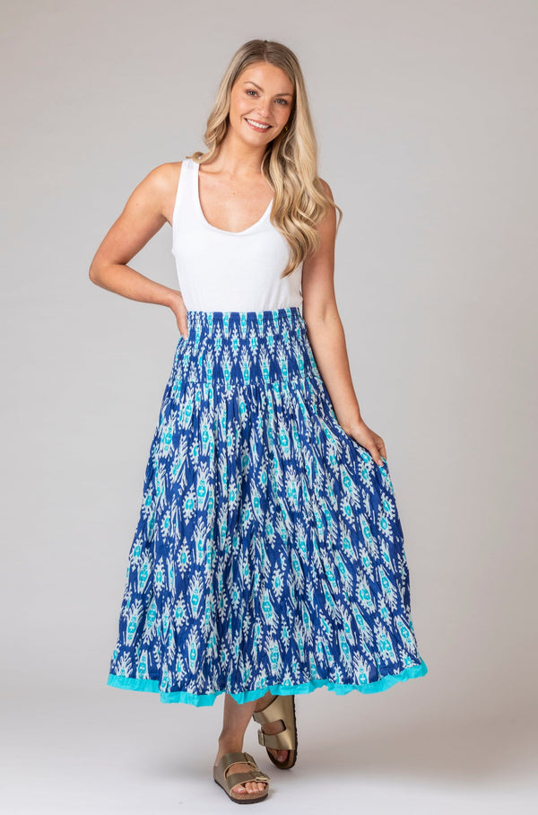 The Arista Skirt Farsi Blue | Handprint Dream Apparel