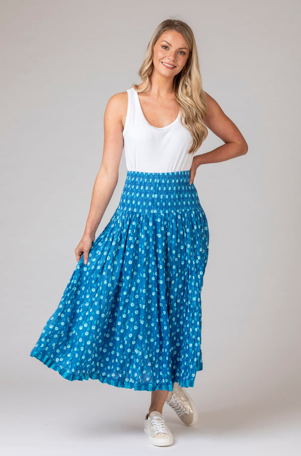 The Arista Skirt Fatima Blue | Handprint Dream Apparel
