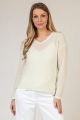 Cream Lurex Cashmere Jumper | Esthēme Cachemire