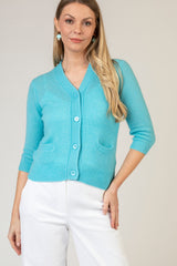 Turquoise Cashmere Cardigan | Esthēme Cachemire