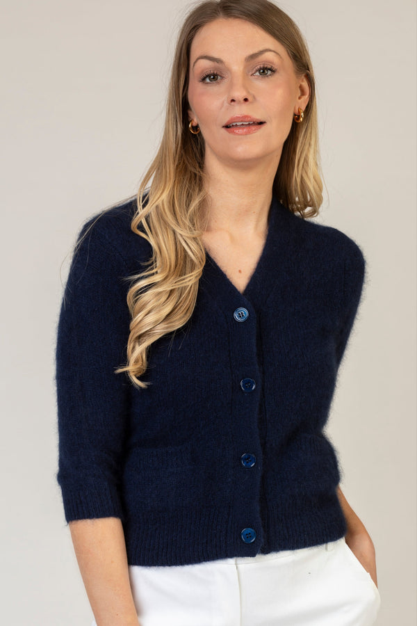 Navy Cashmere Cardigan | Esthēme Cachemire