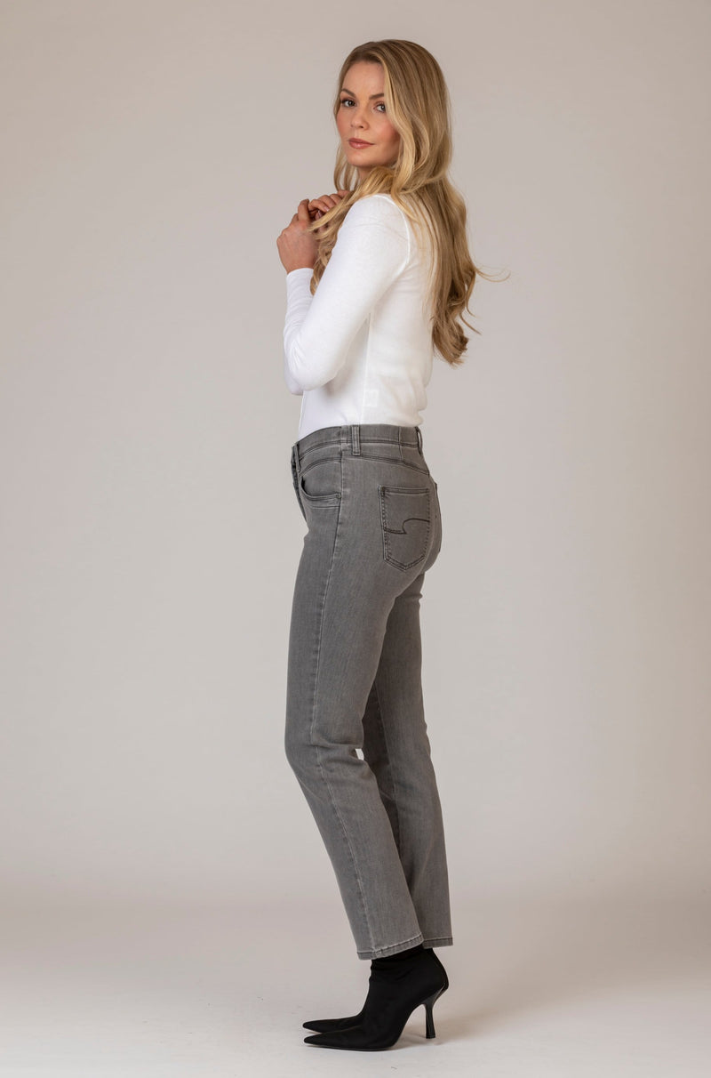 Laura Stretch Jeans in Grey | Brax at Sarah Thomson Melrose | Side profile on model