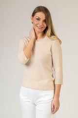 Sand V-Neck Cashmere Jumper | Esthēme Cachemire