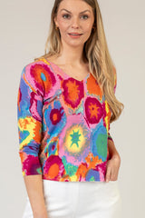 Psychedelic V-Neck Jumper | Esthēme Cachemire