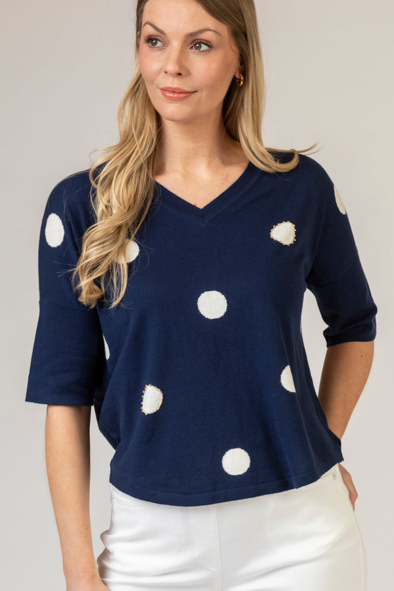 Navy Dot T-Shirt | Esthēme Cachemire