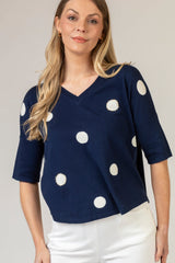 Navy Dot T-Shirt | Esthēme Cachemire