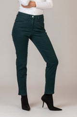 Laura Stretch Green Jeans | Brax at Sarah Thomson | Styled with heeled boots