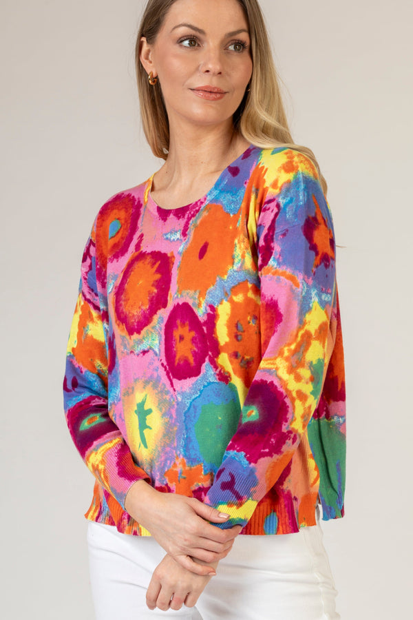 Psychedelic Round Neck Jumper | Esthēme Cachemire