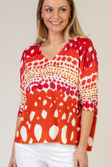 Red Dotty V Neck Jumper | Esthēme Cachemire