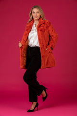 Maine Black Velvet Trousers | Brax at Sarah Thomson | Styled with Rino & Pelle faux fur coat
