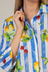 The Lemon Cherry Stripe Linen Shirt | Sartoria Saracena