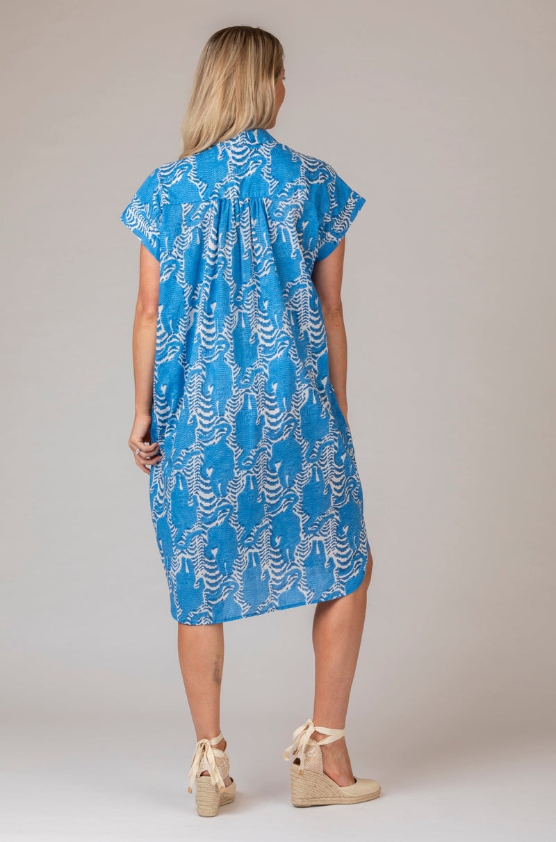 Marguerite Blue Tiger Dress | Zen Ethic