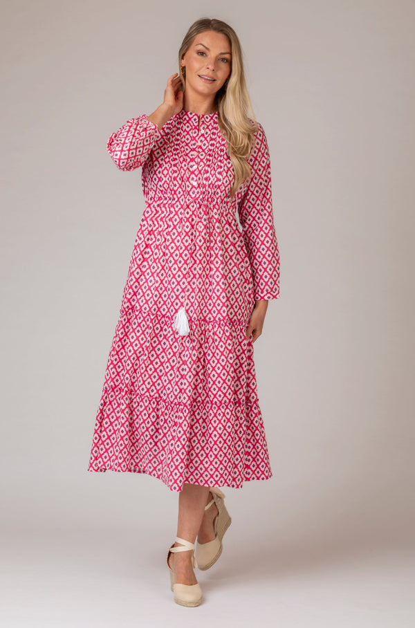 The Corfu Dress in Pink | Handprint Dream Apparel