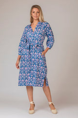 Marcelle Blue Ikat Dress | Zen Ethic