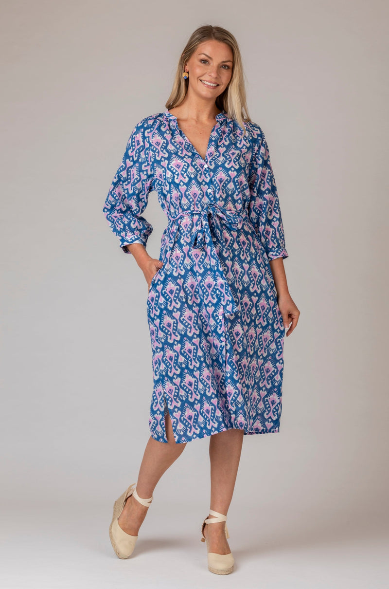 Marcelle Blue Ikat Dress | Zen Ethic