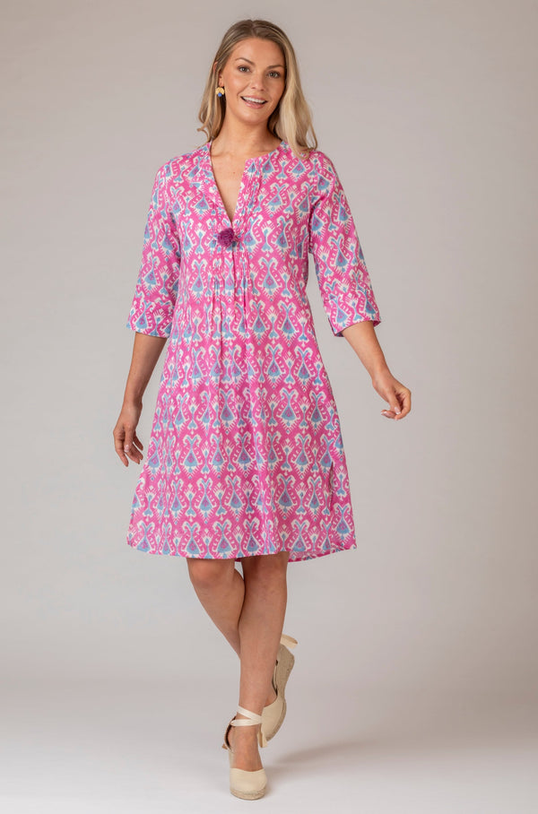 Louisa Pink Ikat Dress | Zen Ethic