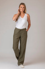 Farina Khaki Linen Trousers | Brax