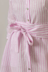 The Mamma Midi Linen Dress in Pink Stripe | Sartoria Saracena