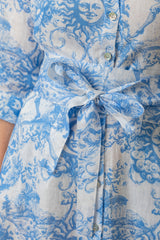 The Mamma Midi Linen Dress in Blue Cosmic | Sartoria Saracena