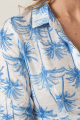 The Mamma Mia Linen Dress in Blue Palm | Sartoria Saracena