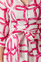 The Mamma Mia Linen Dress in Pink Geo | Sartoria Saracena